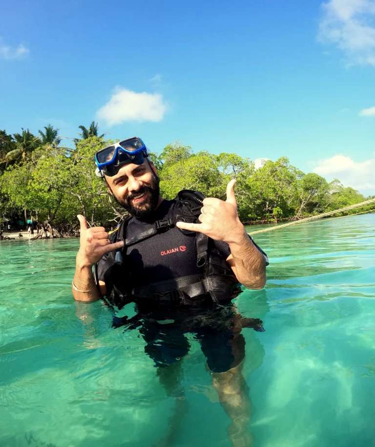 Underwater photography of a coral reef while diving in the Andaman Sea