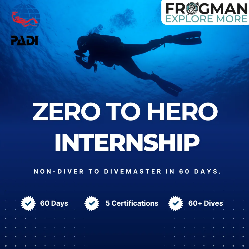 PADI Zero to Hero Internship in Andaman – student diver with instructor at Havelock Island, 60-day Divemaster program