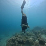 Diver descending head first towards the reef, fun diving in Havelock Island