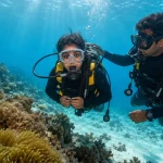 Non swimmer scuba diving in Andaman with a one-to-one instructor over a shallow reef